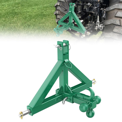 GarveeTech Tractor 3 Point Hitch Receiver - 2 in Receiver & Towing Ball Mount for Implements Hauling, 10,000 LB Tractor Trailer Hitch Attachment for Tractors Standard Category 1