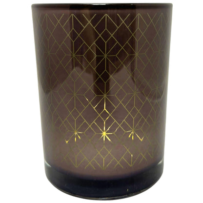 Biedermann & Sons Geometric Glass Candle Holders (Set of 4), Silver Gray with Gold Interior, 4 Inch Diameter x 5 Inch Tall, Pillar Candle Holder Decor for Tables and Shelves