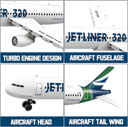 City Passenger Airplane Building Blocks Sets Airliner Building Kits A320 Airbus Model Toys Gift for Adults Kids Teens Aviation Enthusiast 129 PCS