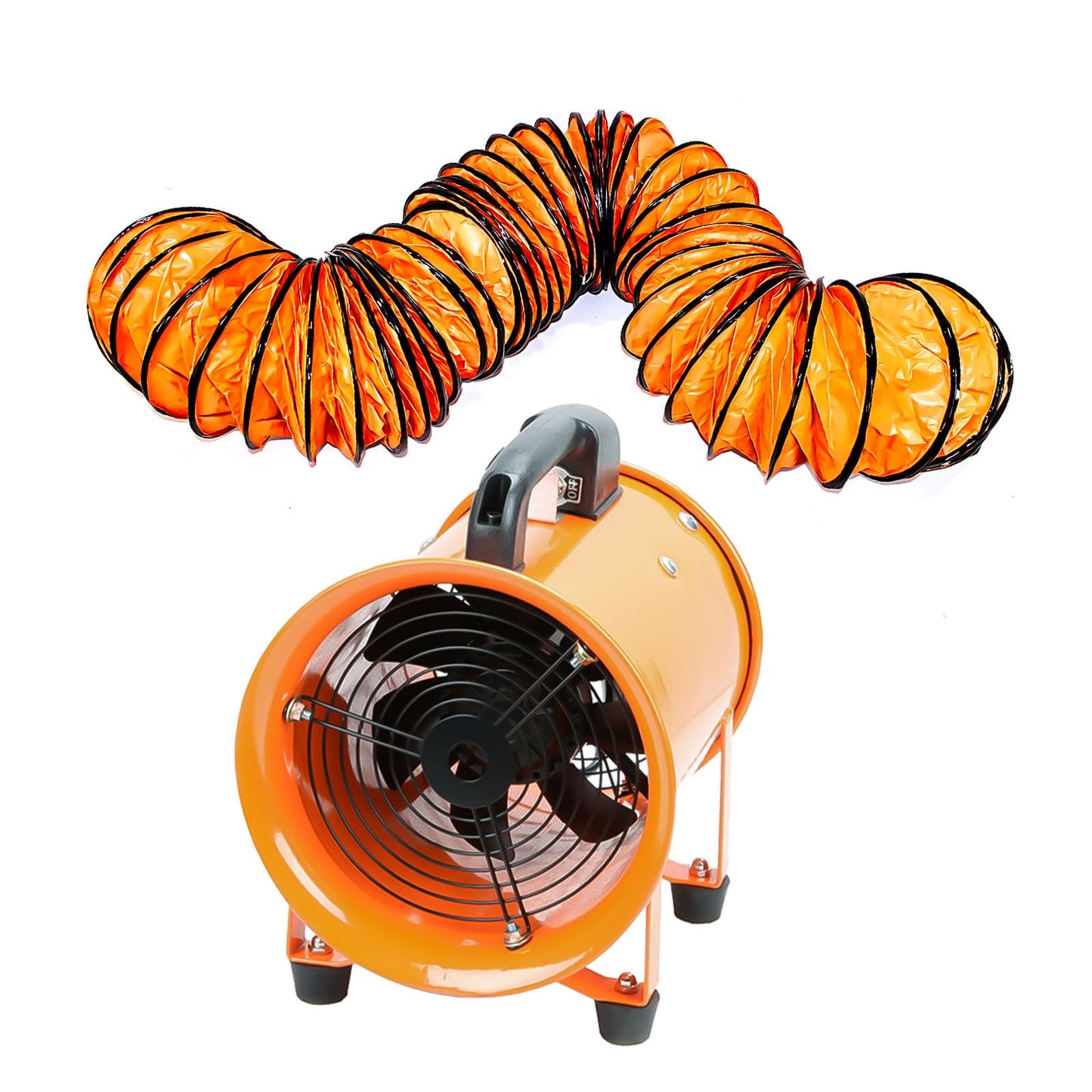 10-Inch High-Velocity Portable Utility Blower Fan, Industrial Exhaust Fan with 16.4ft Flexible Duct Hose, 3150 RPM Low-Noise Ventilator for Basements, Workshops, Warehouses, and Confined Spaces
