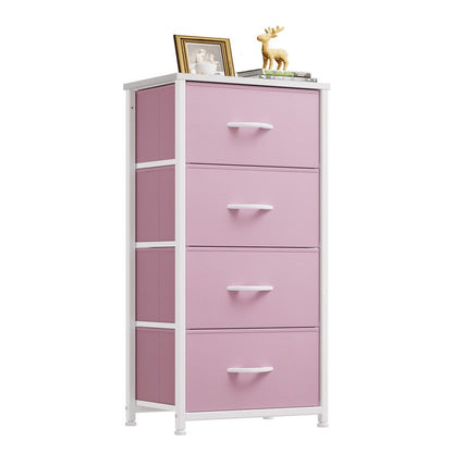 YITAHOME Dresser with 4 Drawers - Storage Tower Unit, Fabric Dresser for Living Room, Closets - Sturdy Steel Frame, Wooden Top & Easy Pull Fabric Bins, Pink