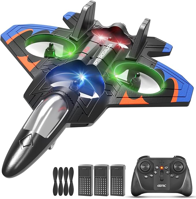 Foam Remote Control Airplanes with 3 Batteries RC Planes for Kids Adults 8-16 RC Airplane Fighter Jet with Light 360° Flip Fighter Jet Toys Stunt Roll Airplane Toy Gifts for Kids Boys