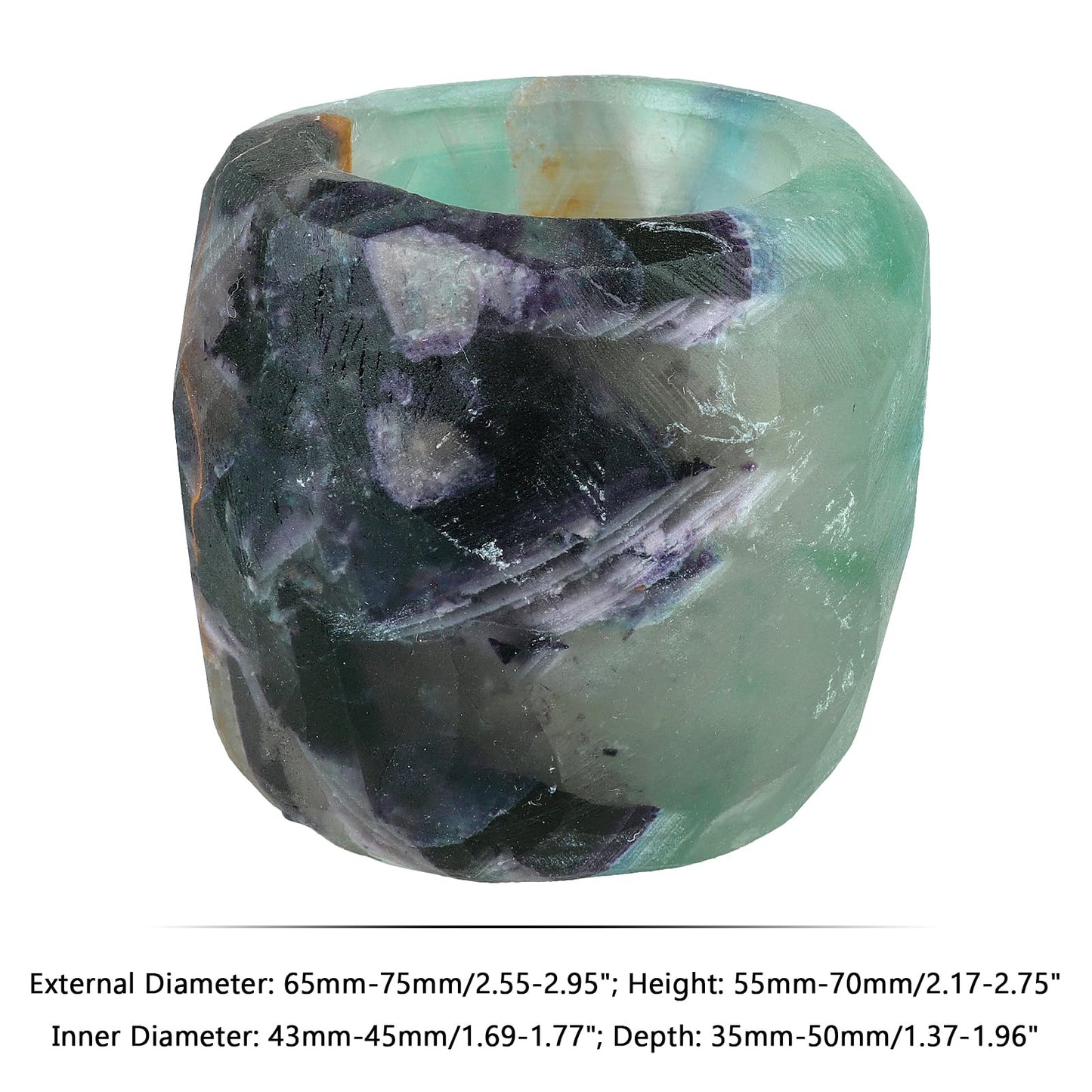 mookaitedecor Natural Fluorite Crystal Tea Light Candle Holder/Air Plant Holder Home Decor