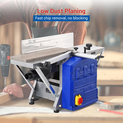 GarveeTech Powerful Benchtop Planer, 1250W Power, Low Noise & Low Dust Work, Thickness Planer Extended Infeeding Table, Ideal for Hard & Soft Wood