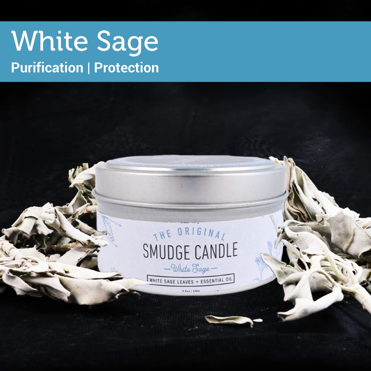 SOUL STICKS Smudge Candle for Cleansing House, Meditation, Chakra Healing, Aromatherapy | 3.5 Ounce Smudge Candle for Spiritual Cleansing (White Sage)