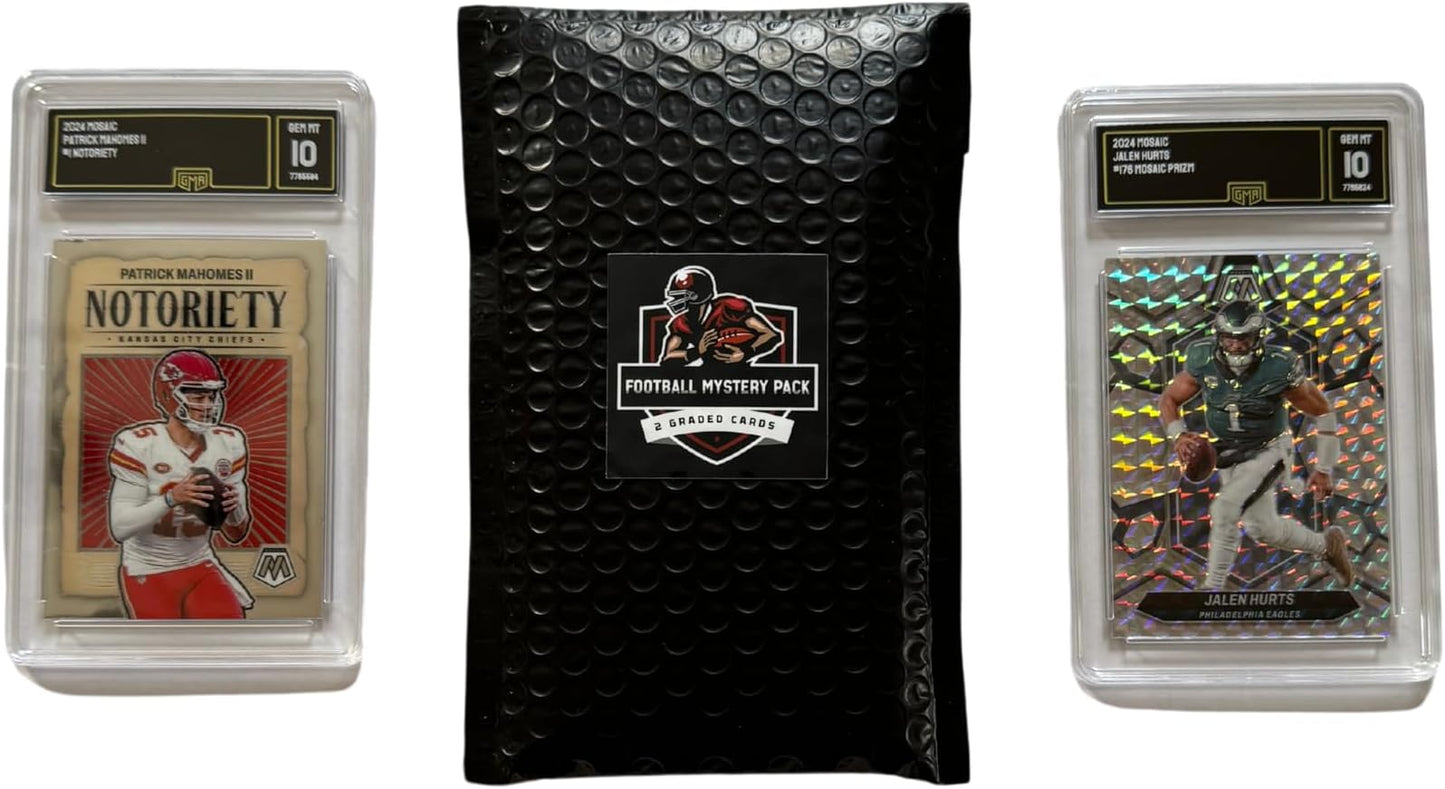 Football Mystery Slabs | 2 Graded Cards | Grade 8+ Guaranteed | PSA SGC GMA and More