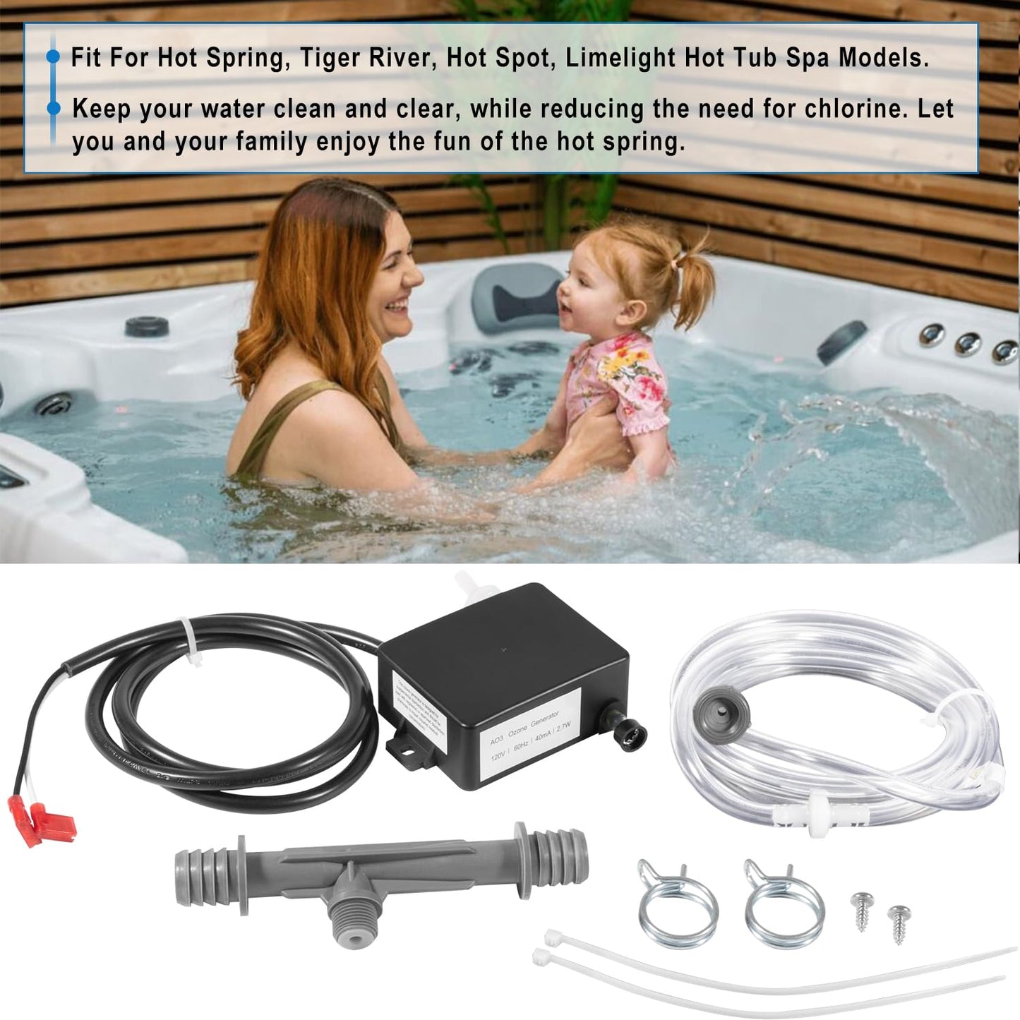 Hihitomorrow 72602 Complete Ozonator Unit Ozone Generator Replacement Parts for Watkins Freshwater III Ozone System Fit for Hot Spring Spas & Hot Tub Models 1995 to Current