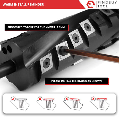 FINDBUYTOOL Helical Cutterhead for Porter Cable PC160JT 6" Benchtop Jointer with Carbide Insert Knives, 40X Longer Life, 50% Less Noise for Woodworking, Furniture Making, DIY & Professional Use