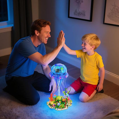 JMBricklayer Jellyfish Building Set with LED Lights Ocean Animal Collection Toy Floating Jellyfish Lamp Sea Creature Display for Adults Home &amp Office Decor Creative Gifts for Boys Girls 14+