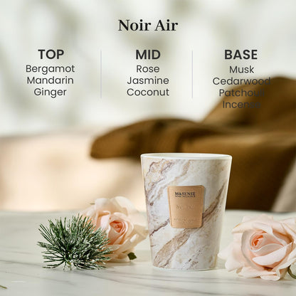 M&SENSE Noir Air Scented Soy Candle, 3 Wick Highly Scented 14.1 Oz 75H, Aromatherapy Christmas Gift for Women and Men