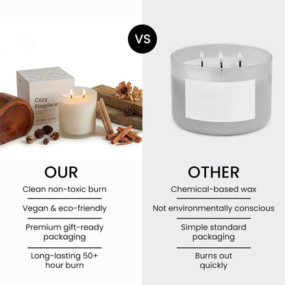 Cozy Fireplace | Tobacco & Wood Scented Candle | 14oz Soy Wax Large Candle | 50+ Hour Long Lasting Candle | Fall and Winter Home Scent| Luxury Jar Candle | Luxury Gift Box for Men