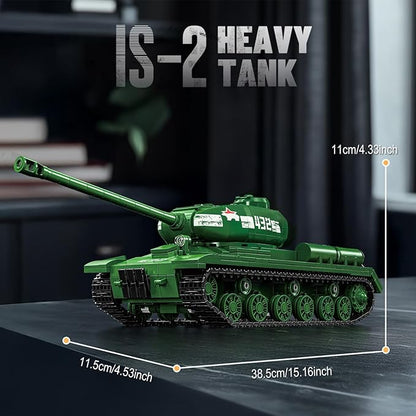 Brihappen Tanks Building Set for Adult Boys (1402 Pieces) Military World Classic is-2 Heavy Tank Blocks Toy Home Office Collection Model Birthday Gifts for Building Blocks Lover