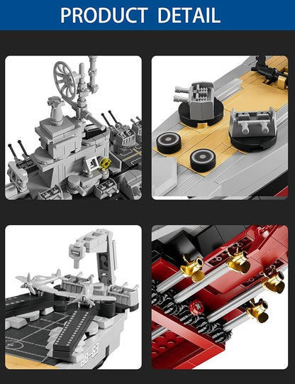 SEMKY Military Series USS Missouri BB-63 MOC Building Blocks and Engineering Toy（2228 Pieces）WW2 Warship for Kid and Military Fan