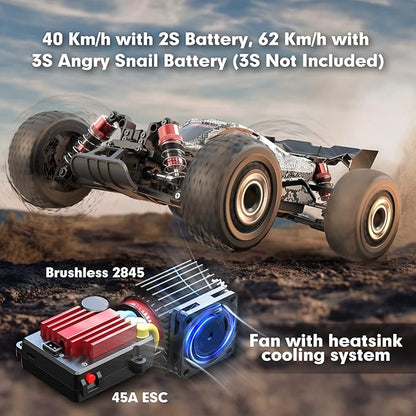 HYPER GO H16PL 1/16 RTR Fast Brushless RC Buggy for Adults Max 38 mph RC Truck 4WD High Speed Racing Car with 2S 2000 mAh Battery for RC Basher
