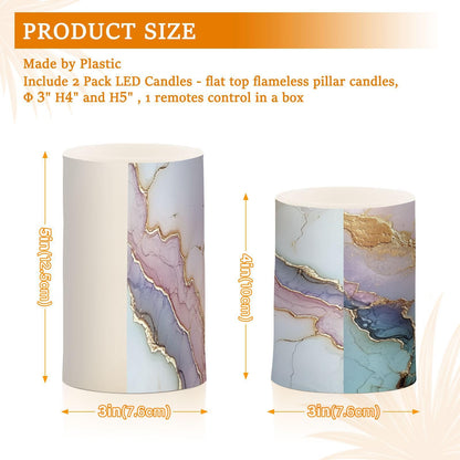 Flameless Flickering Candles Battery Operated Pillar Candles Set for Table Marble Blush Neutral