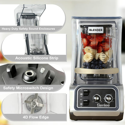 Commercial Blender for Smoothies 2200W With Quiet Shield,80oz BPA-Free Pitcher for Shakes,Self-Cleaning & Ice Crush Pro,6-leaf Stainless Steel Blade,Smoothie & Shake Maker for Restaurants, Kitchens