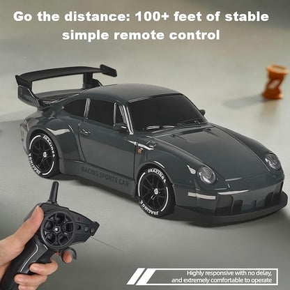 1:24 Scale RC Drift Car with LED Lights 25km/h 4WD High Speed Dual Batteries 50+ Min Play 2.4GHz Remote Control Multi-Surface Drift Tires Racing Toy Vehicle for Adults Boys Girls Storm Drive