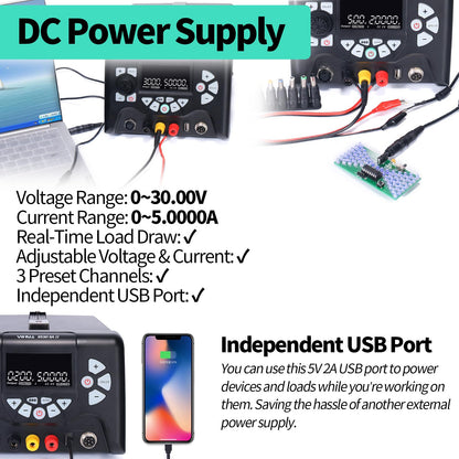 YIHUA 853D 5A-II 3 in 1 Hot Air Rework Soldering Iron Station and DC Power Supply 30V 5A -°F /°C Multiple Functions