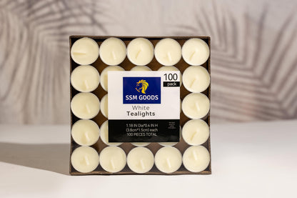 Unscented Tea Light Candles – 100 Pack | Long Burning, Smokeless, Dripless – White Tealights for Weddings, Home Décor, Spa, Events, Emergency Use – Standard Size (1.5 inch) – Bulk Value Set