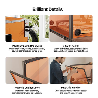 Crafit Laser Engraver Enclosure Cabinet with Exhaust, Laser Engraving Table with Ventilation Fan, Heavy Duty Laser Cutter Protective Cover Tent with Eye Protection, Insulates against Noise Fumes Odors