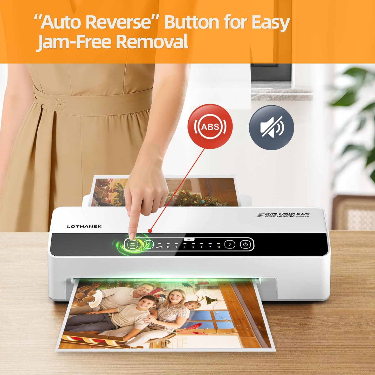 F55 Pro 6 Roller 13" Professional Laminator Machine with Auto-Sensing Technology, Handles 3-10Mil Thick Pouches, 1-Minute Warm-Up, Jam-Proof System with Auto Reverse, for Office & School Use (White)