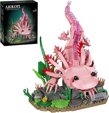 Axolotl Building Set Compatible with LEGO Animals 998 PCS Marine Animal Building Kit with Movable Joints &amp Display Base STEM Building Toy Gift for Adults &amp Teens 14+ Creative Gift Desk Dec
