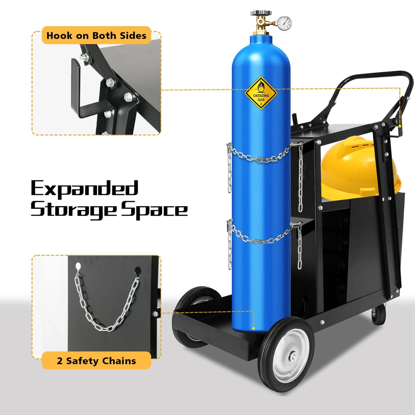 MAYNIYJK Welding Cart wit 4 Drawers, Heavy Duty Rolling Welder Cart with Wheels Handles and Gas Tank Holder, for TIG MIG Welder and Plasma Cutter, Black