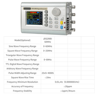JDS2900 DDS Generator Counter 15MHz 30MHz 40MHz 50MHz 60MHz High Exactness Dua Channel Arbitrary Waveform Function Generator Frequency Meter 266MSa/s(60MHz)