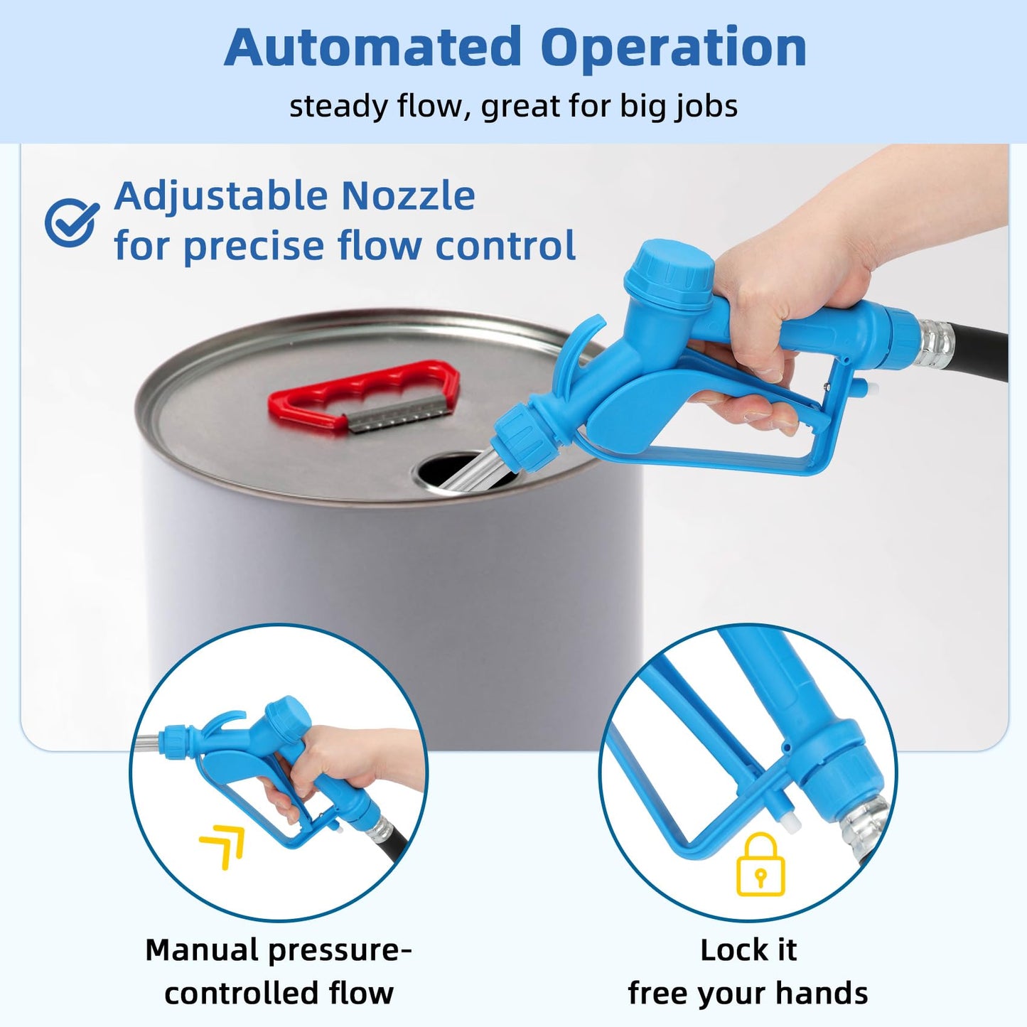 Electric Drum Barrel Pump, 12V DC/100-240V AC Power, 55 Gallon Drum Pump with 2-Inch Bung Adapter, 7.4 GPM Flow Rate, Suitable for DEF, Diesel, Antifreeze, Water-Based Fluids