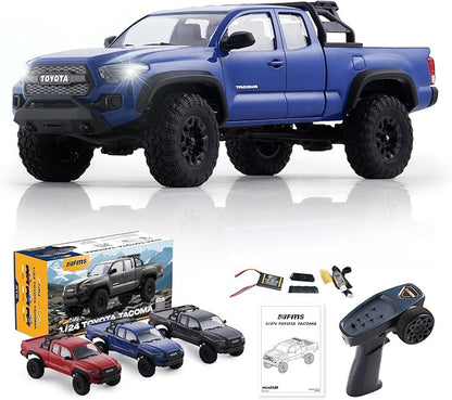 BEEZRC FMS 1/24 RC Crawler FCX24M Tacoma Toyota Official Licensed ABS Hard Body 4WD Off-Road RC Rock Truck2-Speed Transmission Hobby Grade Remote Control Car for Adults RTR Blue