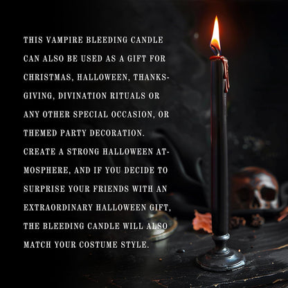 12PCS 10-Inch Black Bleeding Taper Candles,Vampire Tears Taper Candles- Unscented Candle Pack Ideal for Halloween, Christmas, Rituals, and Themed Party Decor.