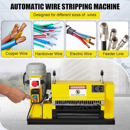 CHEINAUTO Wire Stripping Machine 0.06 inch -1.5 inch, 370w Portable Powered Wire Stripper Machine, 11 Channels 10 Blades & 65ft/minute, Automatic Wire Stripping Tool for Recycling Copper Wire