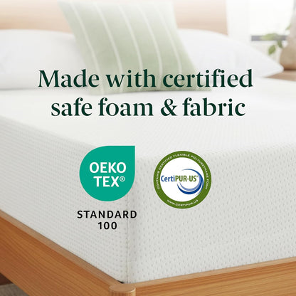 Zinus 10 Inch Full Green Tea Memory Foam Mattress - Medium Firm, Zoned Pressure Relief, Fiberglass Free