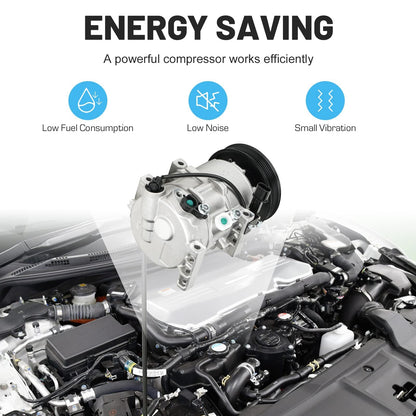 New AC Air Condition Compressor w/Clutch for Hyundai Accent 2012-2017 1.6L (ONLY Automatic Temperature Control, no Manual), for Kia Rio 2012-2017 1.6L, for CO20765C, DVE12 Style