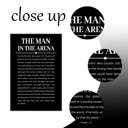The Man in the Arena Inspirational Canvas Wall Art Motivational Entrepreneur Quotes Poster Print Positive Picture Artwork for Bedroom Office Wall Decor Ready to Hang [12''Wx18''H]