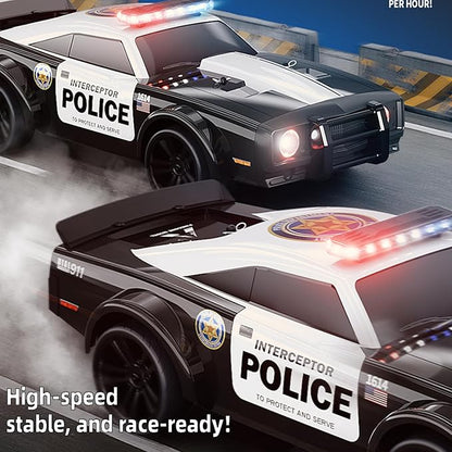 SG1614 RC Drift Car 2.4GHz 1:16 Scale 4WD High Speed Remote Control Cars Drift Police Car Model Equipped with Cool Lights and Drift Tires