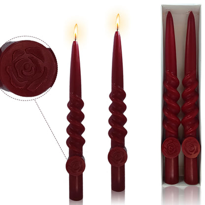 Red Taper Candles Unscented Spiral Candles Twisted Tapered Candles 10 inch Tall Candle Ideal as Dinner Candles Smokeless Long Burning Candlesticks for Weddings Dinner Party Home Decor