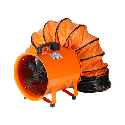 VEVOR Air Mover Blower Fan 8 Inch, 1070CFM 195W with 33ft Flexible Duct, Industrial Portable Ventilator Blower/Exhaust, Orange
