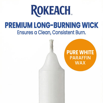 Rokeach Standard Shabbat Candles, 72 Count | White Paraffin Wax Sabbath Candles | 3-Hour Burn Time