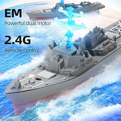 Remote Control Warship RC Military Battleship 2.4GHz Remote Control Boat for Lakes and Rivers RC Armed Type 054A Frigates Model with Low Battery Reminder for Adults