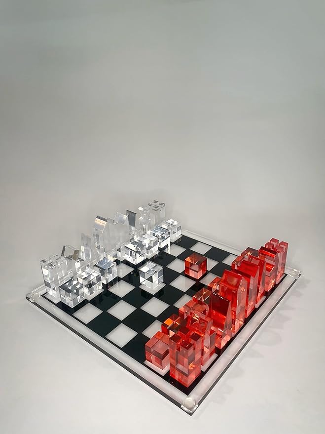 Luxury Acrylic Chess Set Sophisticated Stylish Design 2 Players Age 12+