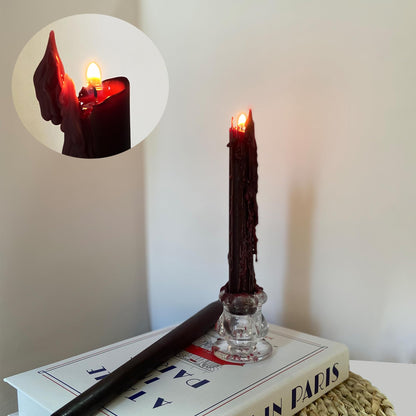 Topsics 6 PCAK Bleeding Taper Candles, 10 inch Tears Candle, Bleeding Candlesticks for Halloween, Horror Themed Candles