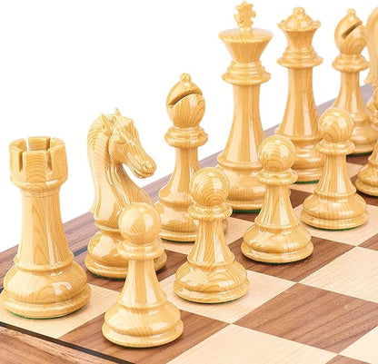 AMEROUS High Polymer Weighted Chess Pieces with 4.25'' King - 2 Extra Queens - Gift Package Standard Tournament Chessmen for Chess Board or Replacement of Missing Pieces (Chess Pieces Only)