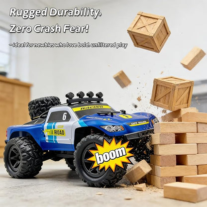 Remote Control Cars 1:18 RC Cars for Adults 40KM/H High-Speed RC Truck 4X4 All-Terrain Remote Control Truck RC Buggy with 2 Batteries IPX4 Waterproof 2.4GHz Remote Head Lights