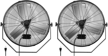 Simple Deluxe 24 Inch Industrial Wall Mount Fan, 3 Speed Metal Fan for Warehouse, Greenhouse, Workshop, Patio, Factory and Basement, Black, 2 Pack
