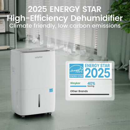 Waykar 120 Pints Energy Star Dehumidifier for Spaces up to 6,000 Sq. Ft at Home, in Basements and Large Rooms with Drain Hose and 1.14 Gallons Water Tank