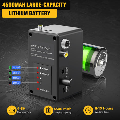 Sewer Camera 200FT with Locator and Receiver Sets with Distance Count, Self-Leveling, 512Hz Sonde IP68 Waterproof Cam, 9" Pipe Drain Inspection with 12pcs Light, DVR with 32GB Card, 7mm Cable
