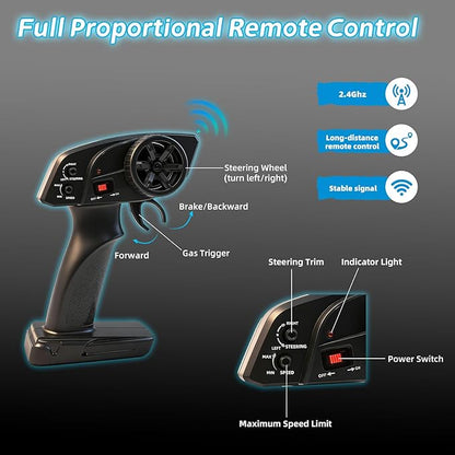 Remote Control Cars 1:18 RC Cars for Adults 40KM/H High-Speed RC Truck 4X4 All-Terrain Remote Control Truck RC Buggy with 2 Batteries IPX4 Waterproof 2.4GHz Remote Head Lights