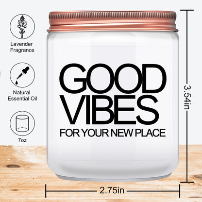 House Warming Gifts New Home, New Home Gifts, Good Vibes Candle, New House Essentials Best Presents for Women Couple Friends - Lavender Candles