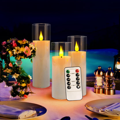 Flickering Flameless LED Candles, 24 Pcs Battery Operated Acrylic LED Pillar Candles with 4 Remote Controls & Timer Function - Safe for Home, Wedding, Outdoor Decor, Halloween, Christmas Party.